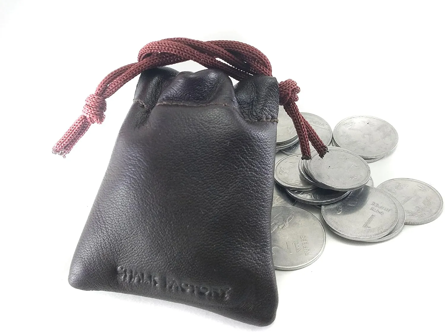 Pack of 6 Chalk Factory Lambskin Leather Drawstrings Pouch: Brown, 7cm X 9cm…
