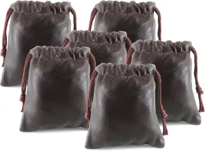 Pack of 6 Chalk Factory Lambskin Leather Drawstrings Pouch: Brown, 7cm X 9cm…