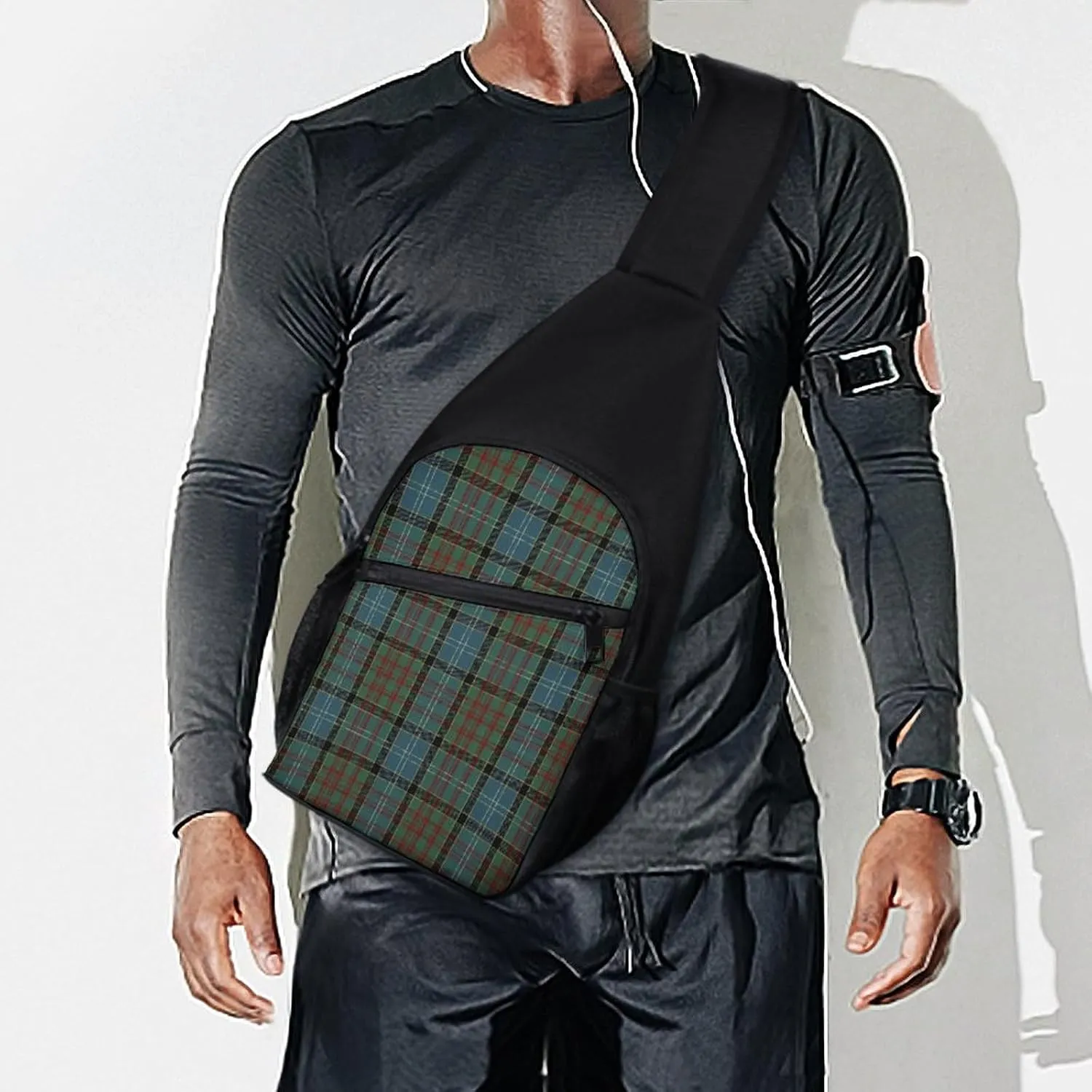 Paisley District Tartan Portable Chest Bag, Large Capacity Single Shoulder Chest Bag