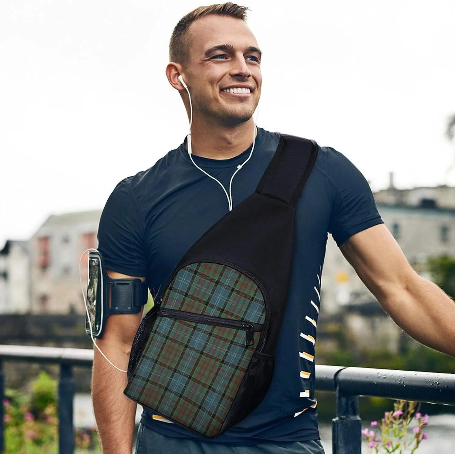 Paisley District Tartan Portable Chest Bag, Large Capacity Single Shoulder Chest Bag