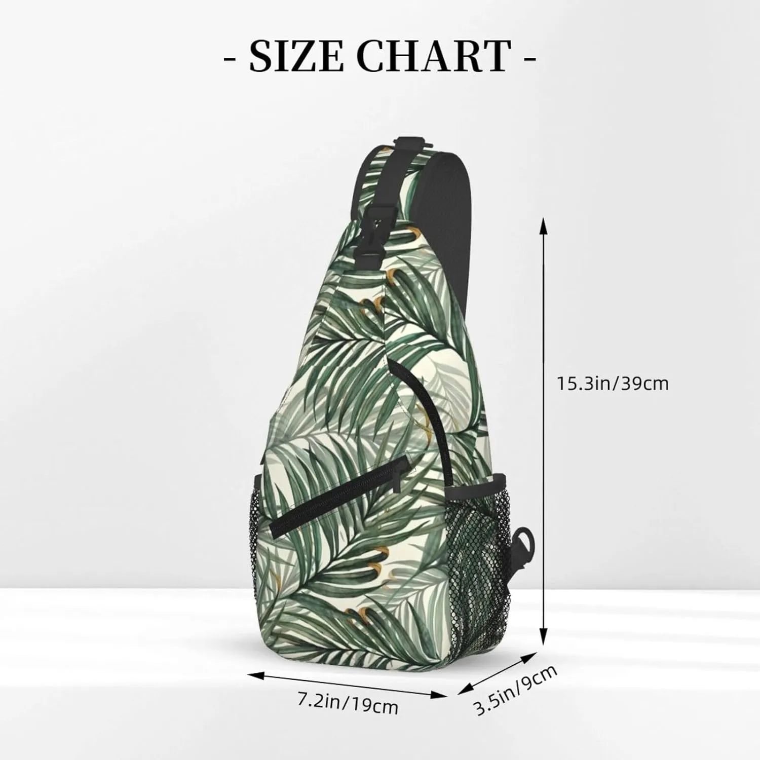Palm Leaves Chest Sling Bag Crossbody Shoulder Backpack Bag Gym Cycling Daypack Travel Hiking Cross Bag