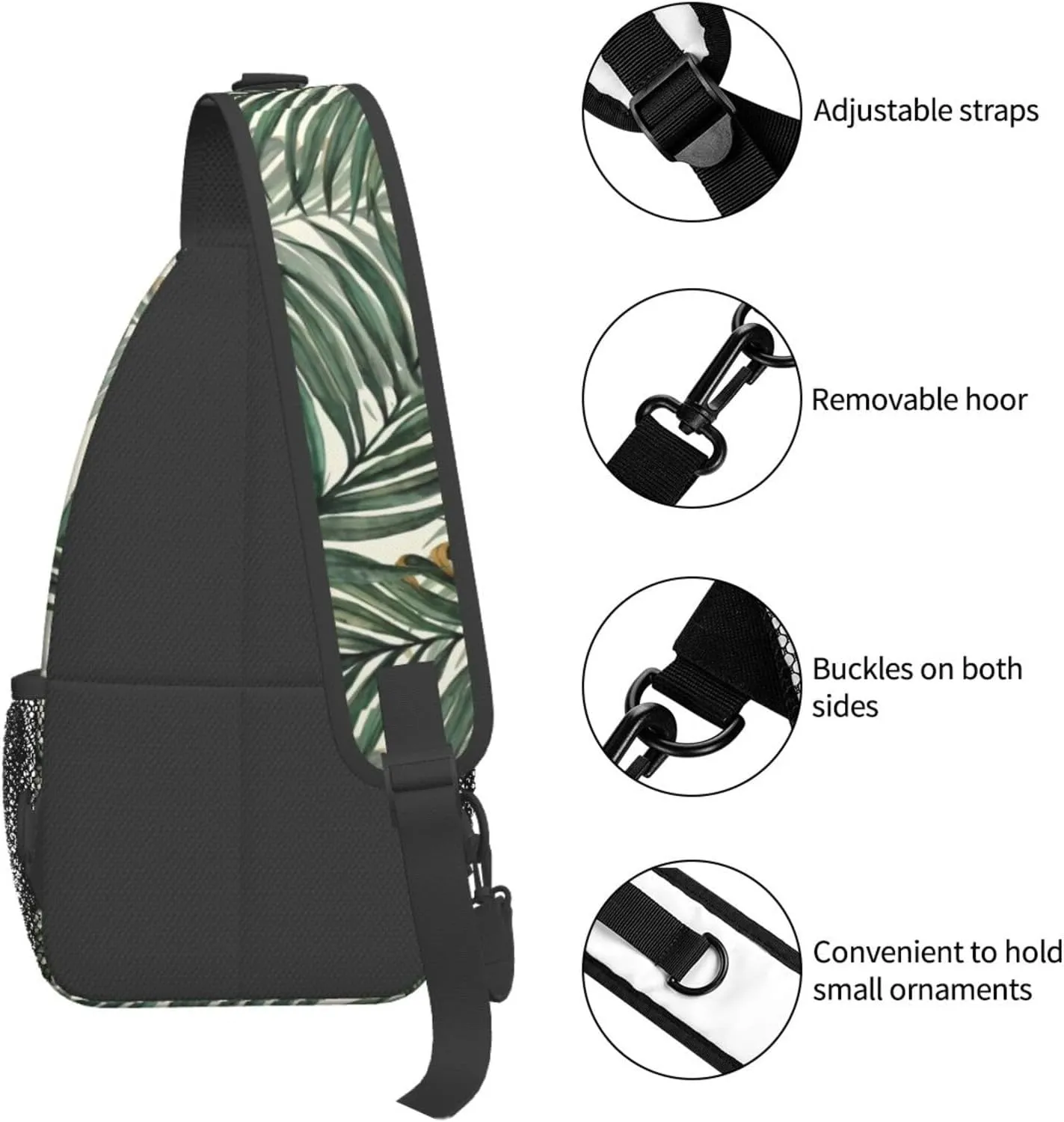 Palm Leaves Chest Sling Bag Crossbody Shoulder Backpack Bag Gym Cycling Daypack Travel Hiking Cross Bag