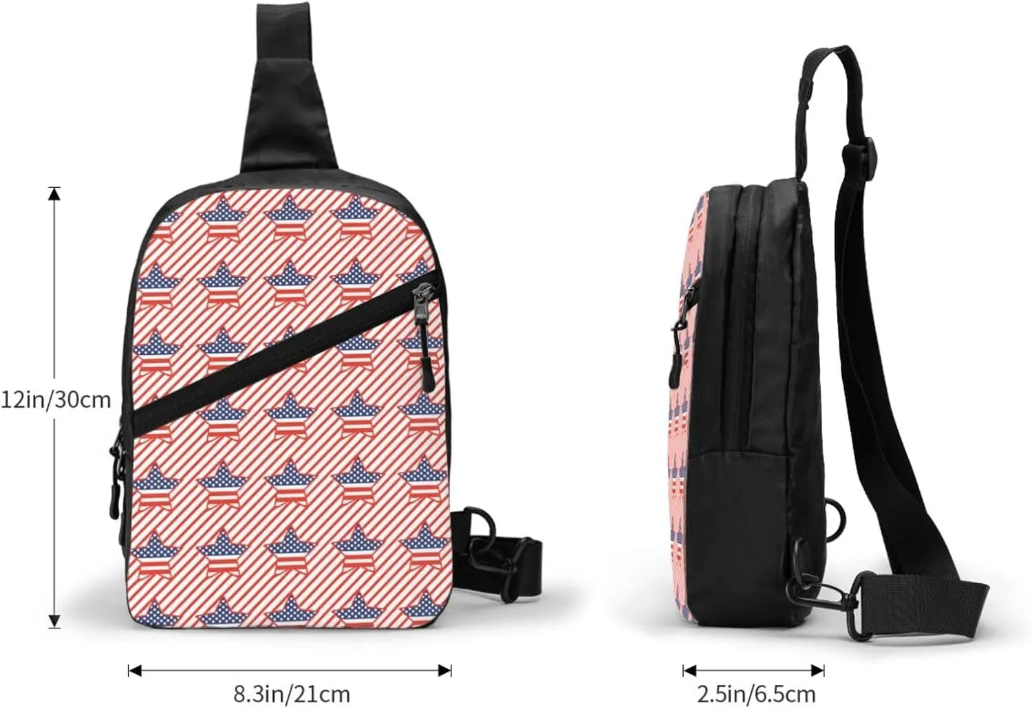 Patriotic American Flag Crossbody Bag Casual Daypack for Hiking, Traveling Outdoors