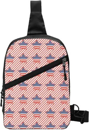 Patriotic American Flag Crossbody Bag Casual Daypack for Hiking, Traveling Outdoors
