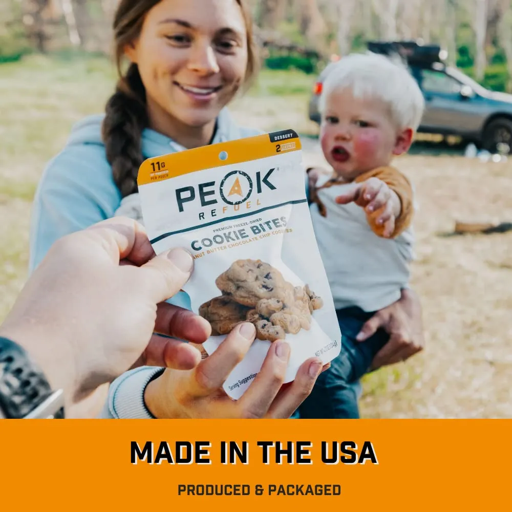 Peak Refuel Cookie Dessert Bites | Peanut Butter Chocolate Chip Cookies | Freeze Dried Backpacking and Camping Food | Tasty Trail Treat | High Protein Snack Packs (Cookie 10-Pack)