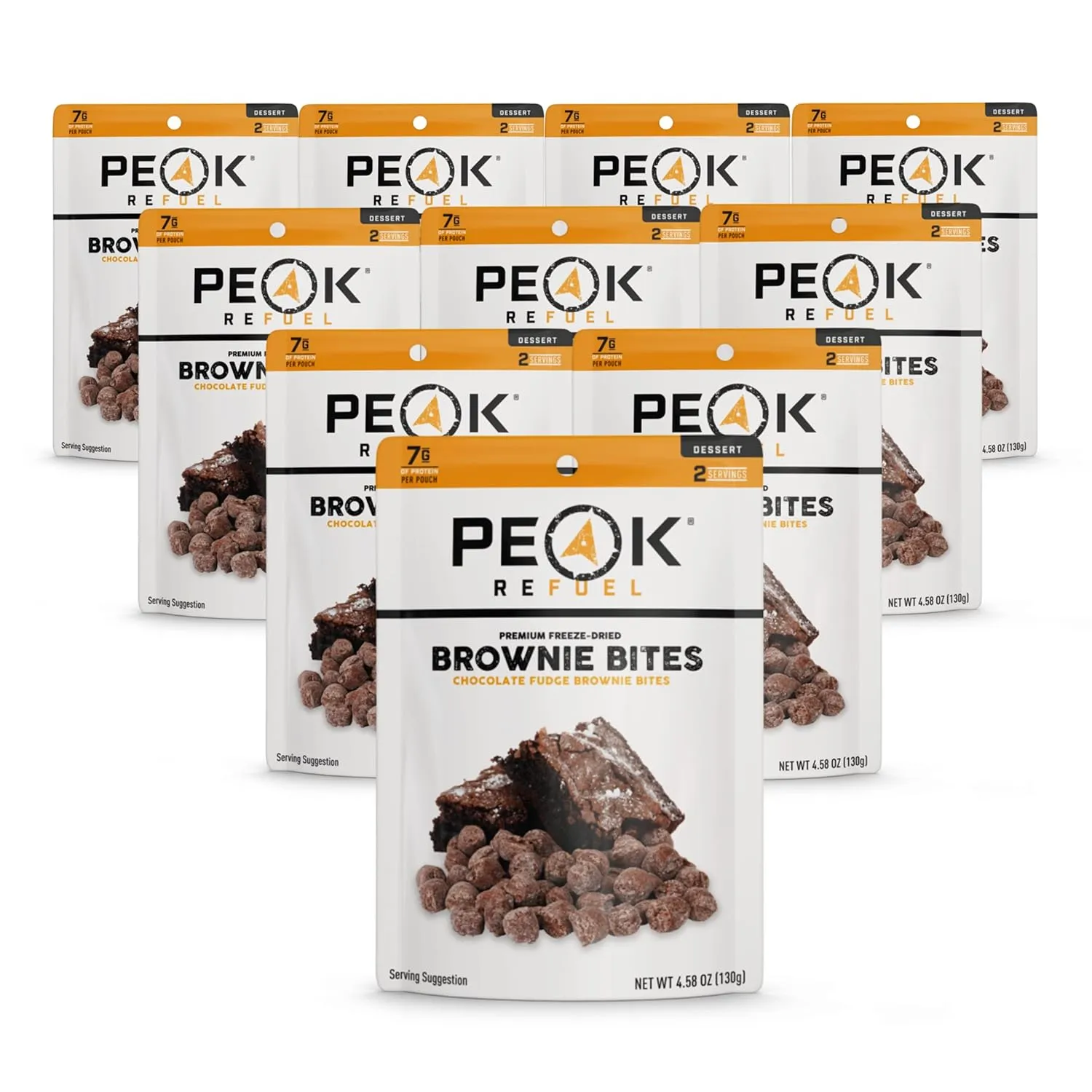 Peak Refuel Fudge Brownie Dessert Bites | Freeze Dried Backpacking and Camping Food | Tasty Trail Treat | High Protein Snack Packs (Brownie 10-Pack)