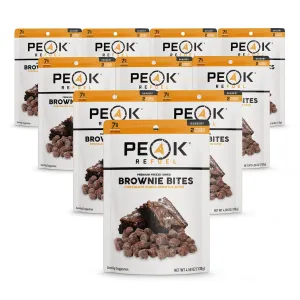 Peak Refuel Fudge Brownie Dessert Bites | Freeze Dried Backpacking and Camping Food | Tasty Trail Treat | High Protein Snack Packs (Brownie 10-Pack)