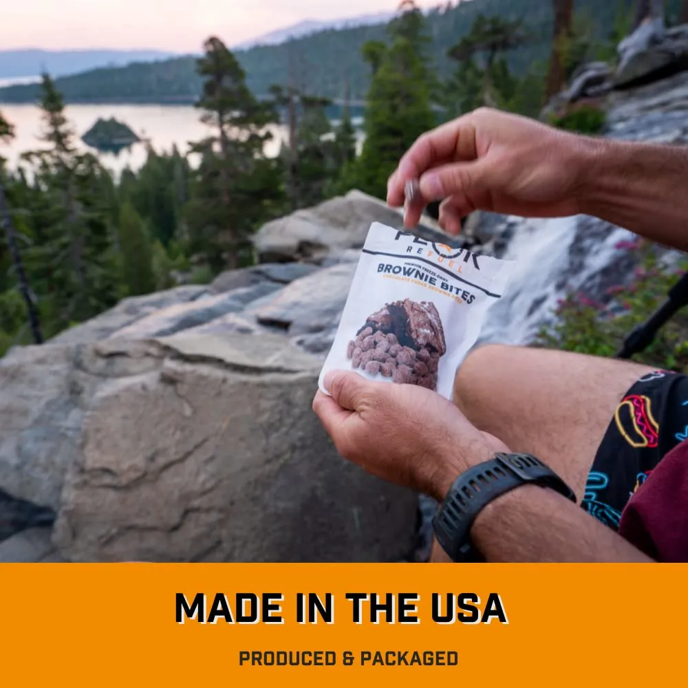 Peak Refuel Fudge Brownie Dessert Bites | Freeze Dried Backpacking and Camping Food | Tasty Trail Treat | High Protein Snack Packs (Brownie 10-Pack)