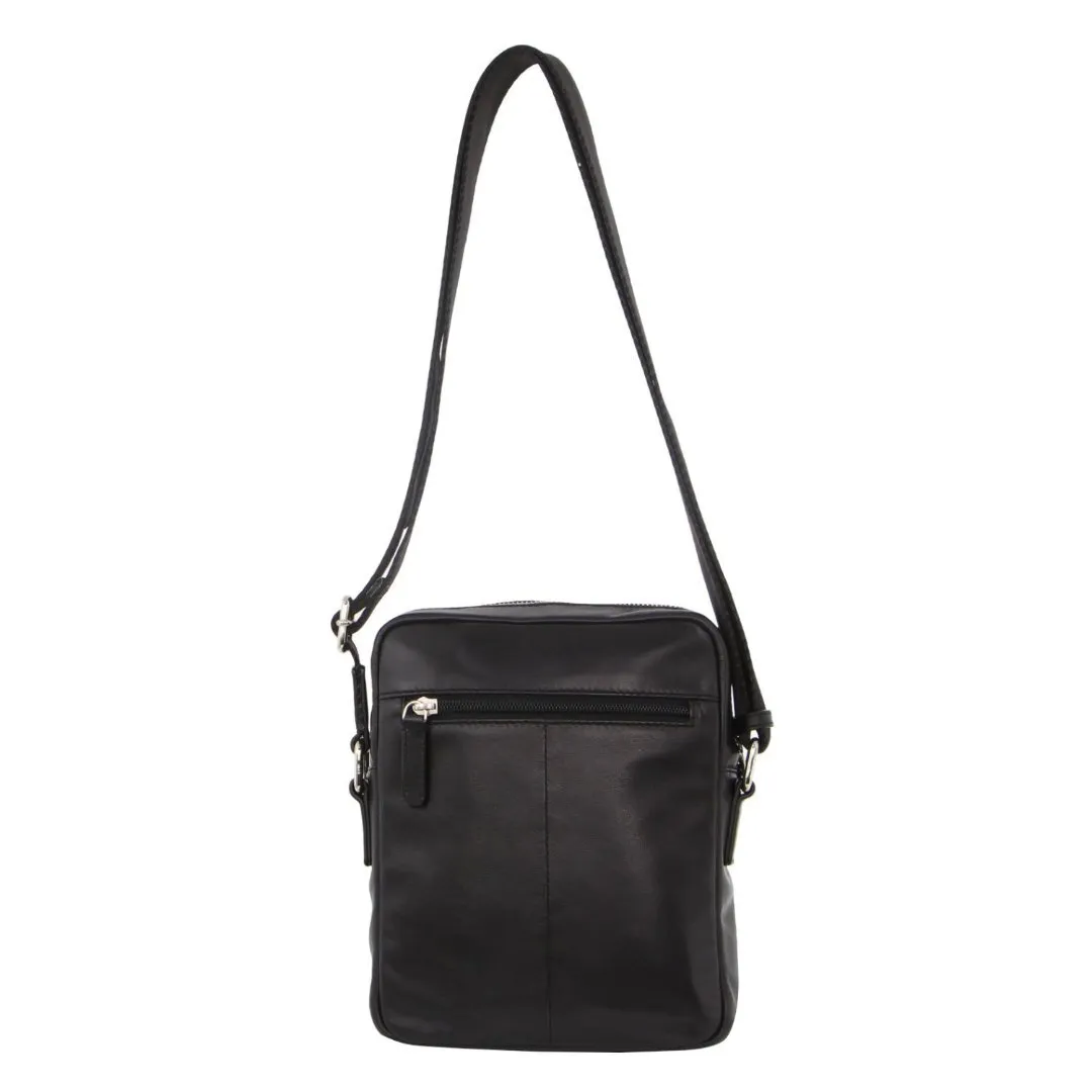 Pebbled Leather Organizer Bag Cross Body - Black/Navy