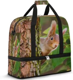 Peekaboo Squirrel Travel Duffel Bag, Travel Essentials, Gym Bag for Women, Weekender Overnight Bag With Shoes Compartment, Carry On Bags for Airplanes