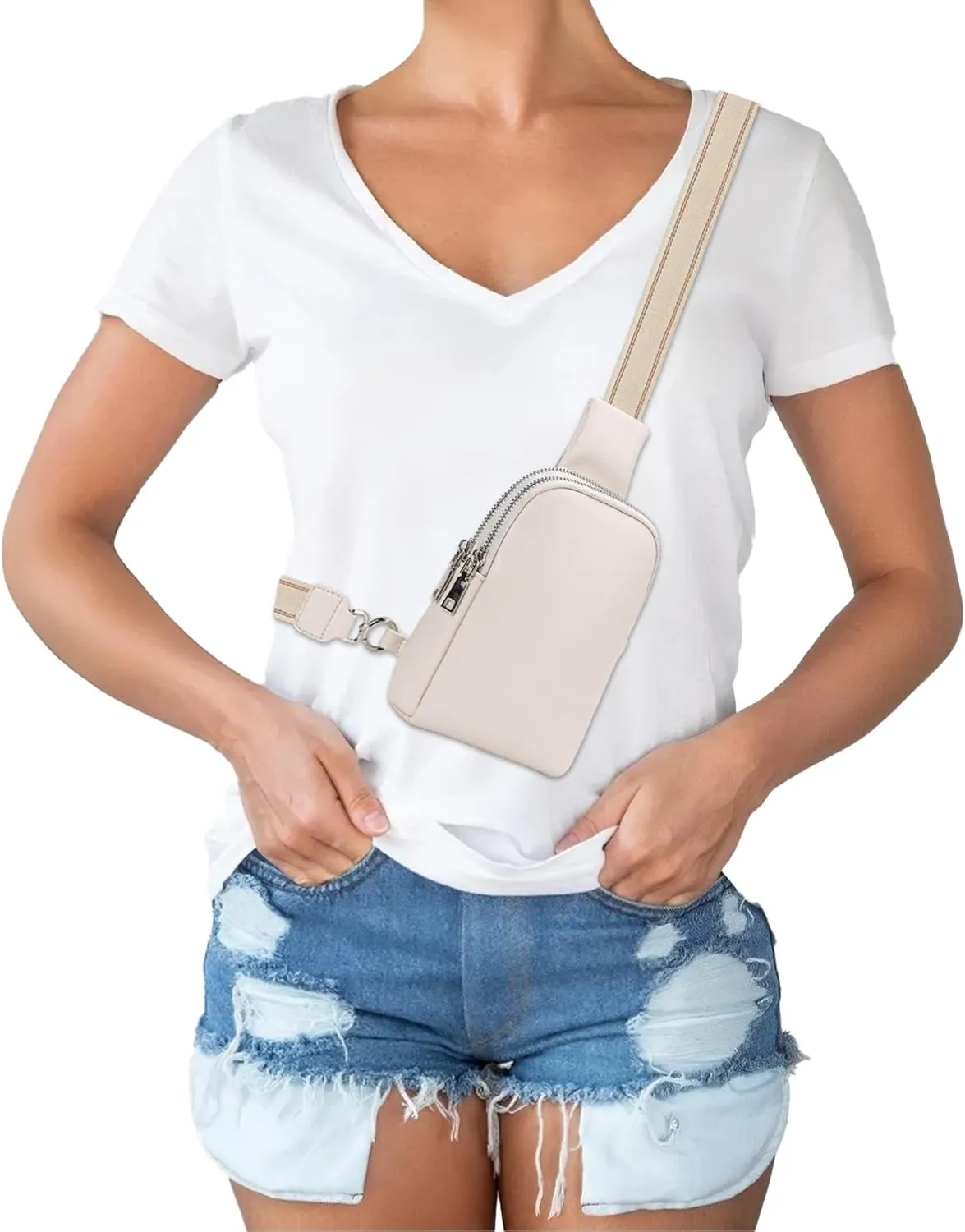 Peicees Mini Leather Crossbody Bags for Women Fanny Packs Travel Sling Bag Cross Body Bag Womens Shoulder Phone Purse