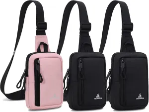 Peicees Pack of 3 Small Crossbody Bag for Men Women Mini Sling Bag Travel Running Phone Daypack Cross Body Shoulder Bags, Pink and Black and Black