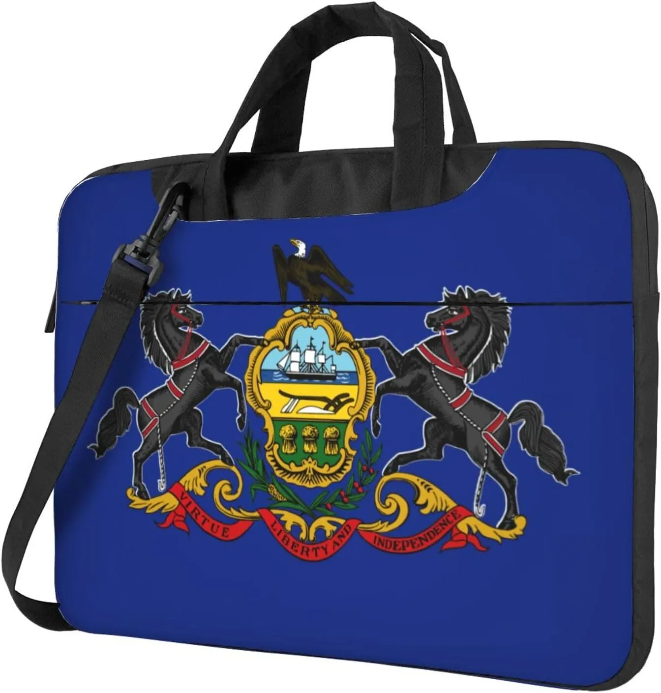 Pennsylvania State Flag Print Laptop Adjustable Shoulder Strap With Handle Accessory Pocket For Men Women