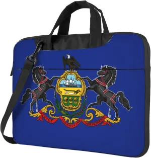 Pennsylvania State Flag Print Laptop Adjustable Shoulder Strap With Handle Accessory Pocket For Men Women