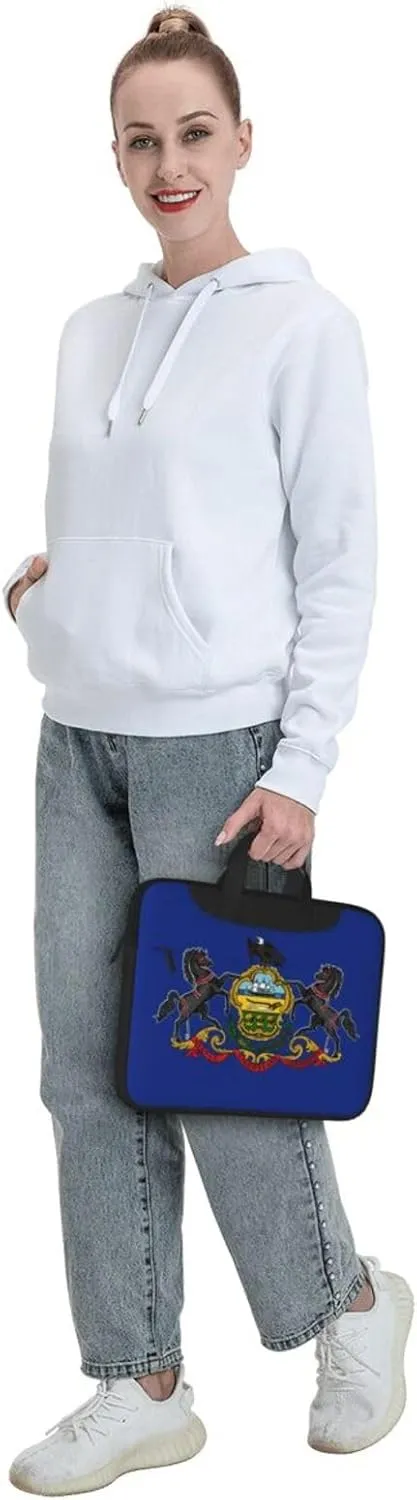 Pennsylvania State Flag Print Laptop Adjustable Shoulder Strap With Handle Accessory Pocket For Men Women