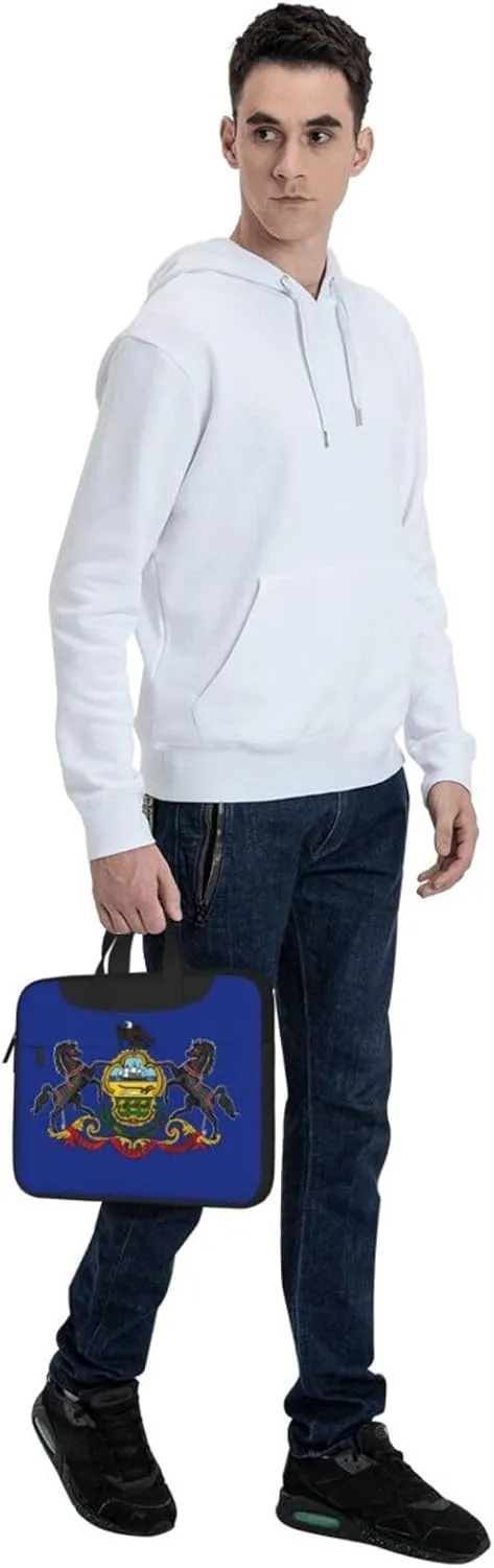 Pennsylvania State Flag Print Laptop Adjustable Shoulder Strap With Handle Accessory Pocket For Men Women