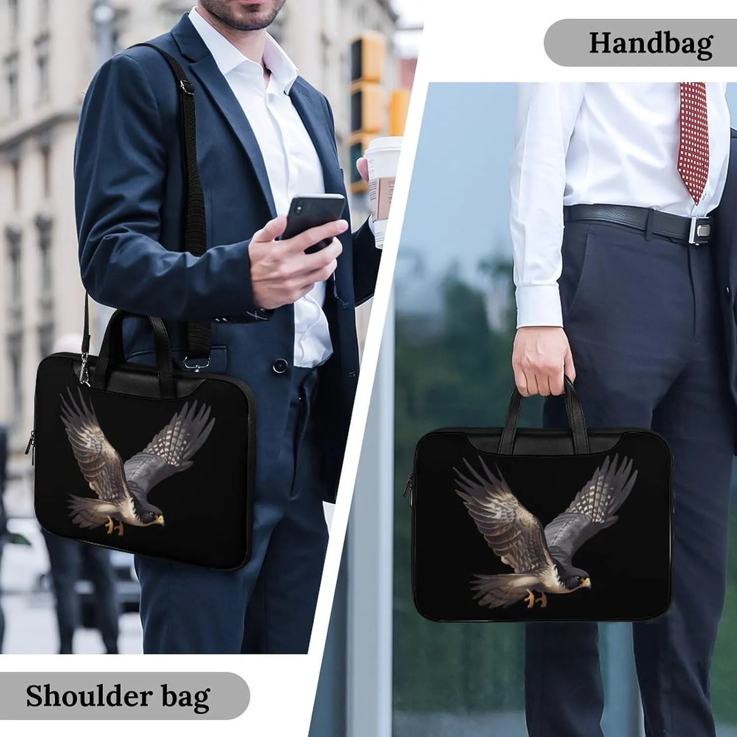 Peregrine Falcon Flying Laptop Sleeve Bag Protective Case Handbag With Shoulder Strap for Computer 10-17 Inch
