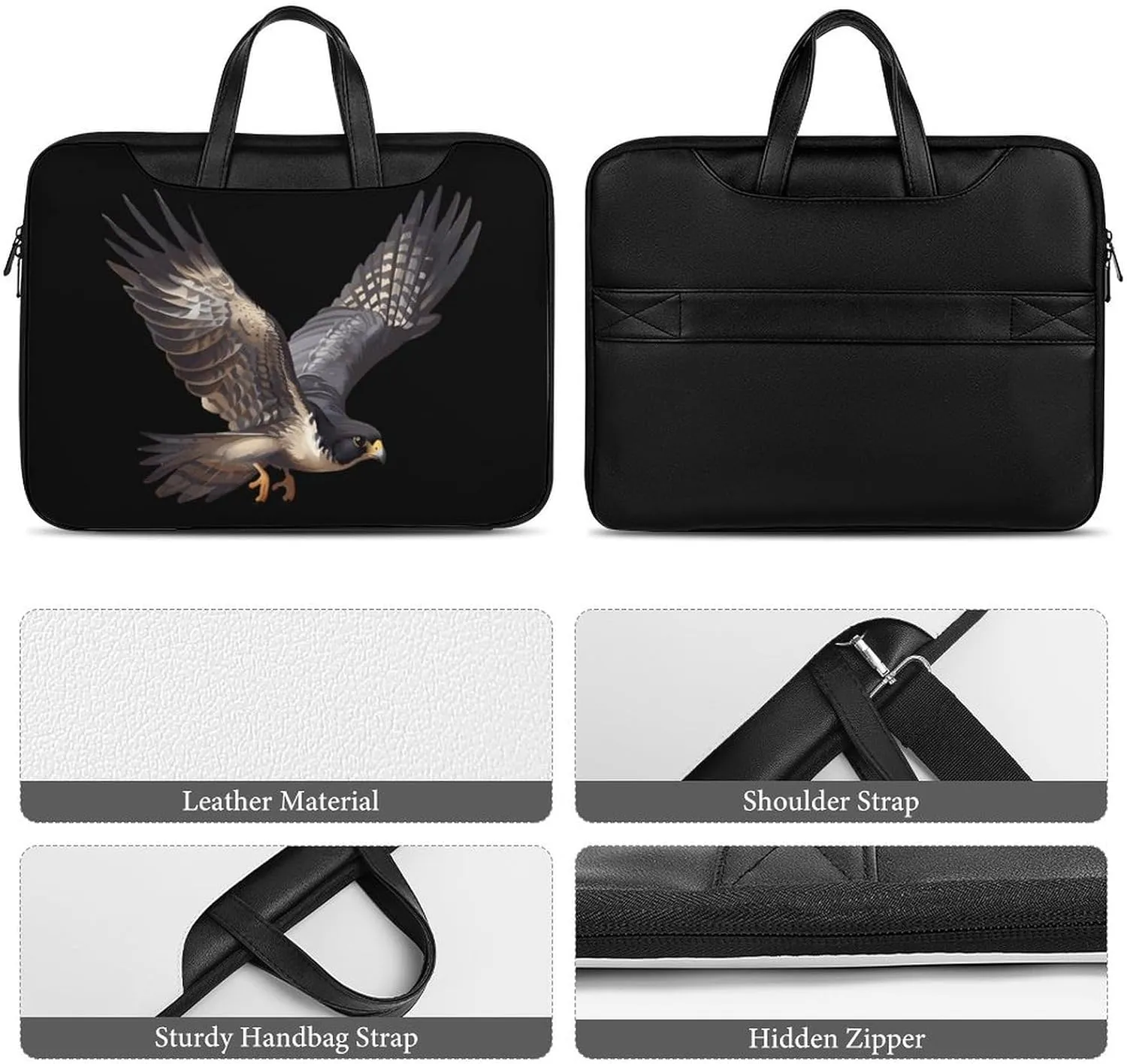 Peregrine Falcon Flying Laptop Sleeve Bag Protective Case Handbag With Shoulder Strap for Computer 10-17 Inch
