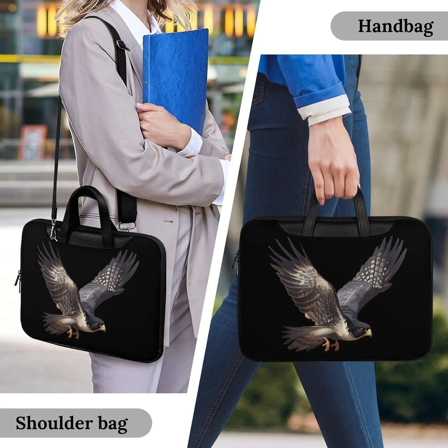 Peregrine Falcon Flying Laptop Sleeve Bag Protective Case Handbag With Shoulder Strap for Computer 10-17 Inch