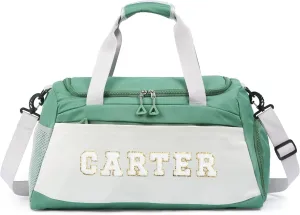 Personalized Duffel Bag with Name | Oxford Cloth Gym Bag with Shoes and Wet Pockets, Sports Bag Weekender Overnight Bag for Traveling for Women Men(Green)