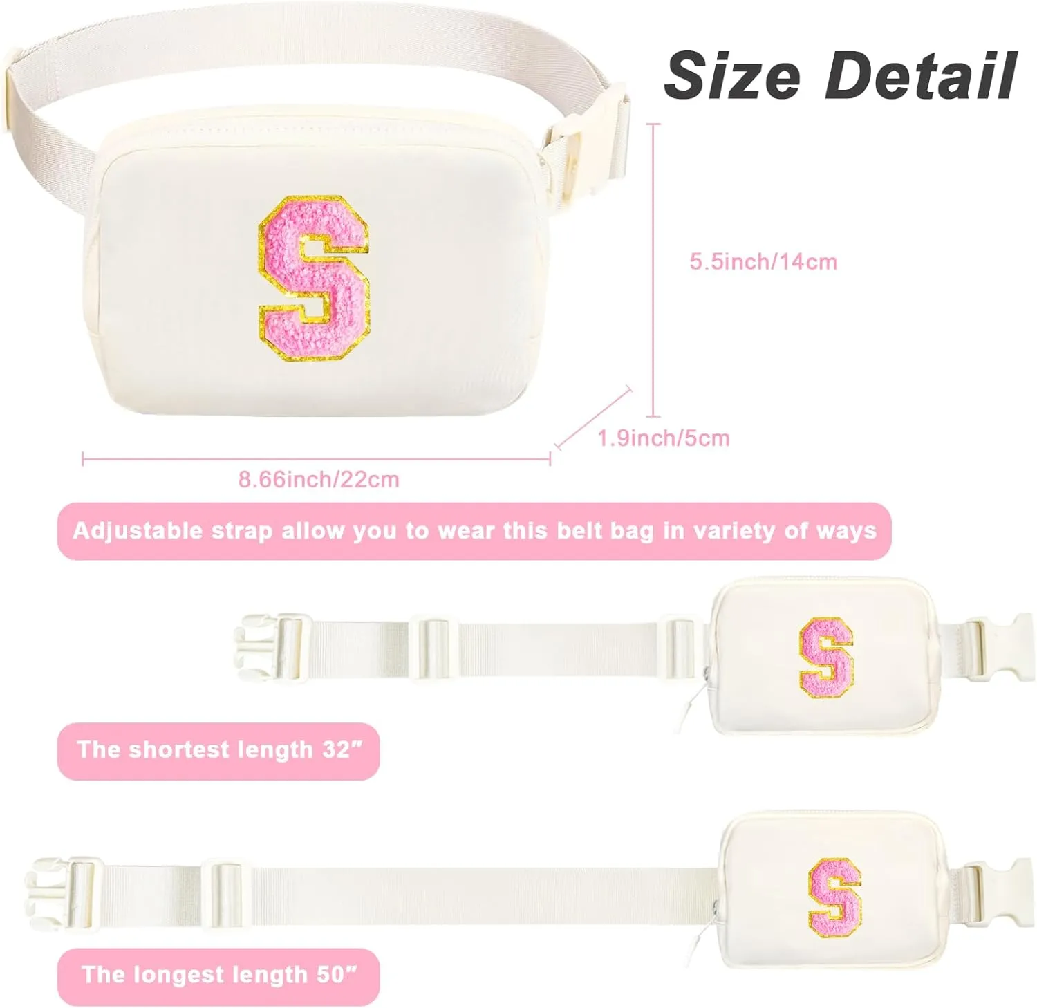 Personalized Fanny Pack for Girls, Gift Sets for Teen Girls, Birthday Gifts for 4 5 6 7 8 9 10 11 12 13 Year Old Girl, Initial Crossbody Bag Belt Bag for Girl Kids (S)