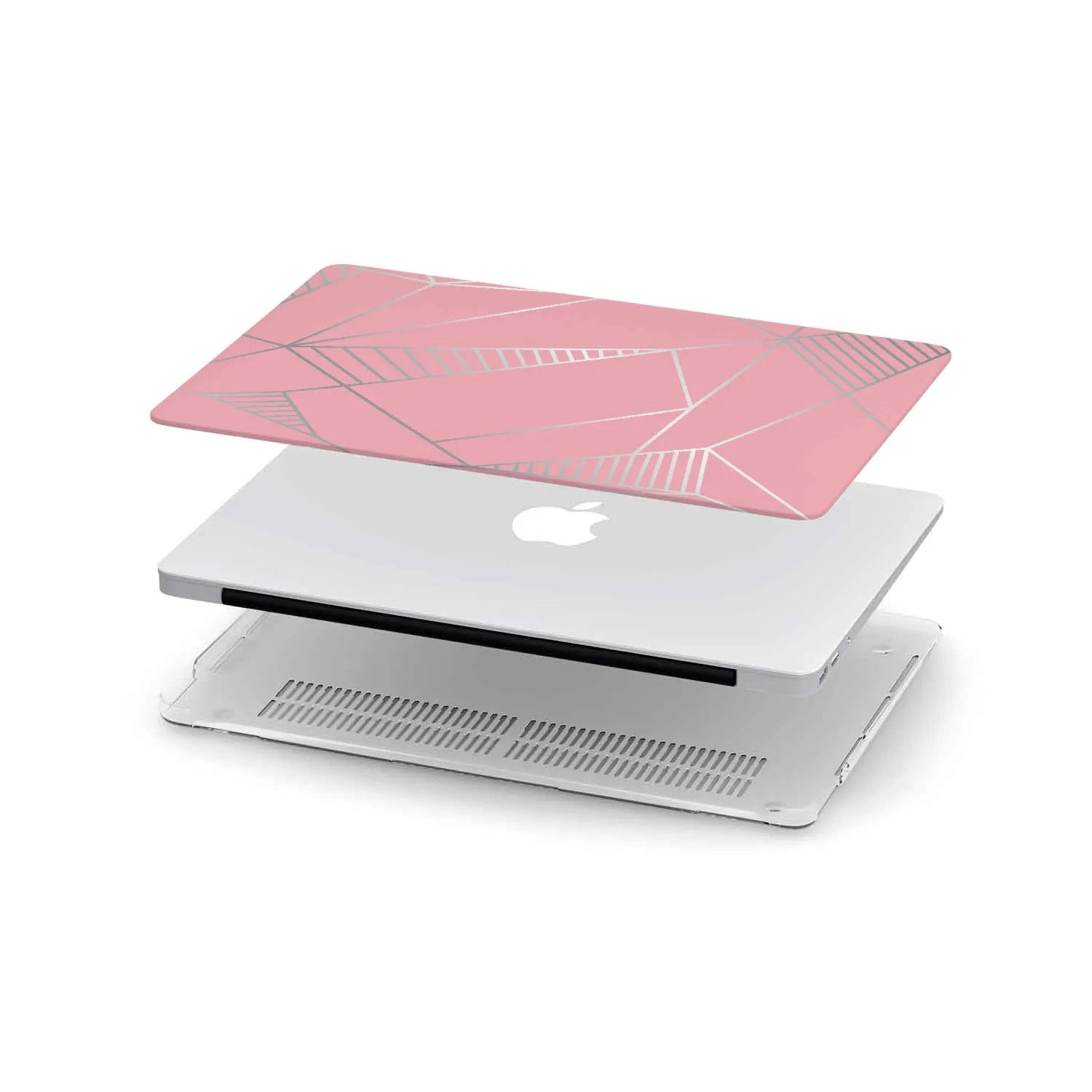 Personalized Macbook Hard Shell Case - Pink & Silver Geometric