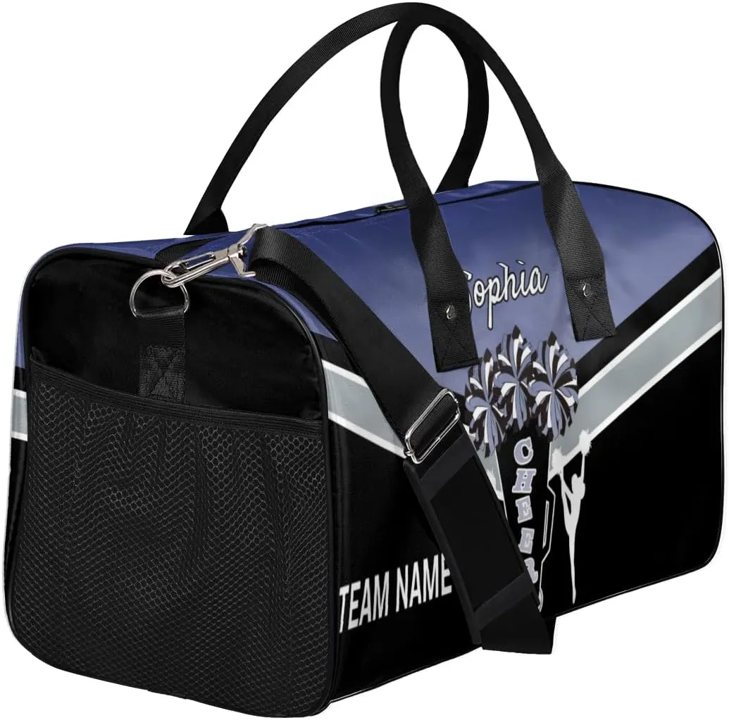 Personalized Name Cheer Bags for Cheerleaders, Custom Travel Duffle Bag, Custom Sports Bag for Women, Cheerleading Overnight Weekender Bag, Cobalt Blue Gradient