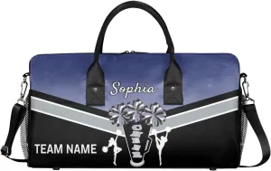Personalized Name Cheer Bags for Cheerleaders, Custom Travel Duffle Bag, Custom Sports Bag for Women, Cheerleading Overnight Weekender Bag, Cobalt Blue Gradient