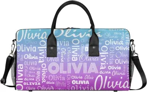 Personalized Name Sport Duffel Bags, Custom Dance Gym Duffel Bag for Women Men, Customized Gymnastics Ballet Bag Overnight Weekender Bag, Blue Purple Gradient