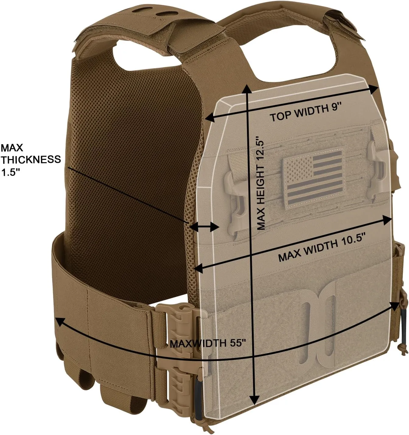 PETAC GEAR Low Profile MOLLE Vest Set for Men -Quick Release Tactical Elastic Cummerbund
