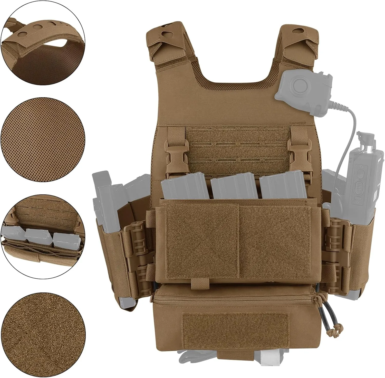 PETAC GEAR Low Profile MOLLE Vest Set for Men -Quick Release Tactical Elastic Cummerbund
