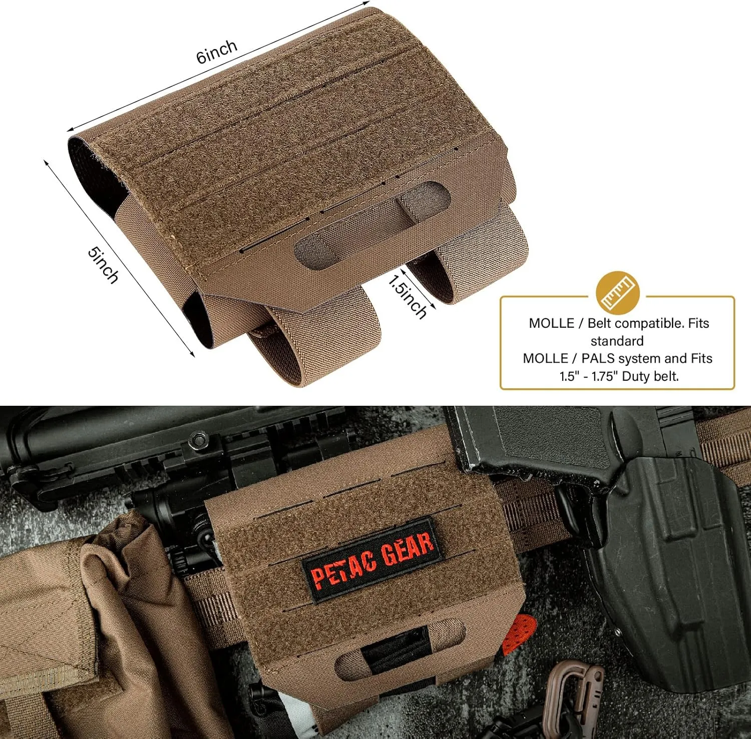 PETAC GEAR Tactical Ifak Pouch,Molle First Aid Micro Trauma Kit Military，Belt Medical Survival Pouches.(Bag Only)