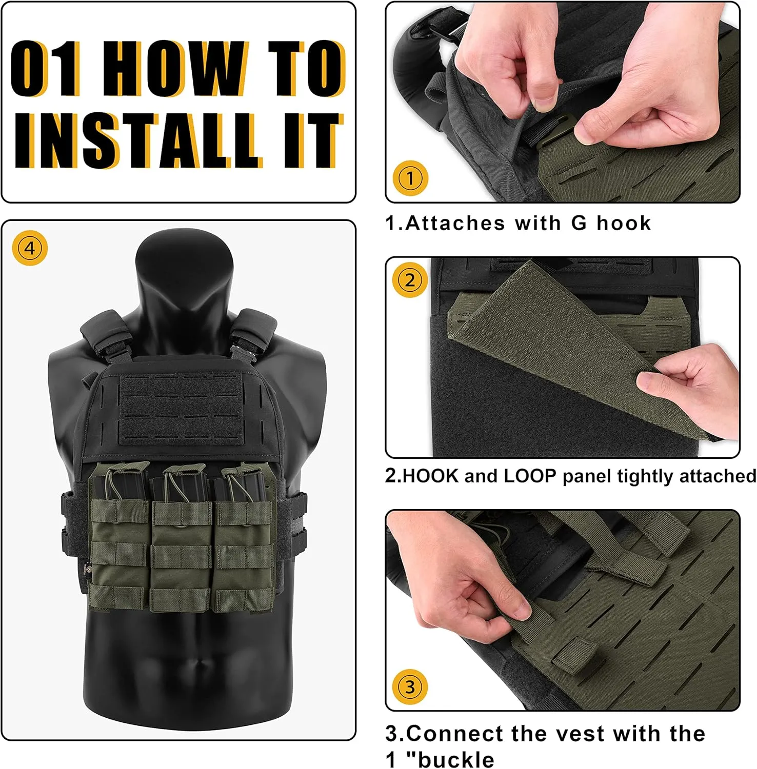 PETAC GEAR Tactical MOLLE Placard,The Slicksters Adapt MOLLE Front Flap Hanging Panel Laser Replacement Component