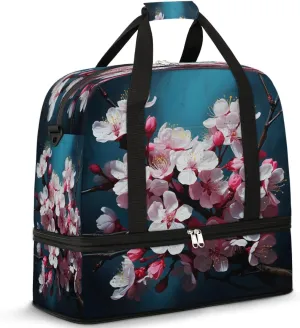 Petal Burst Serenity Travel Duffel Bag, Travel Essentials, Gym Bag for Women, Weekender Overnight Bag With Shoes Compartment, Carry On Bags for Airplanes