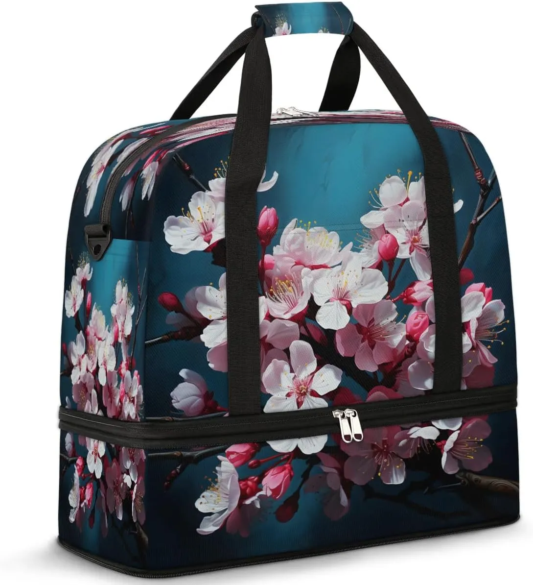 Petal Burst Serenity Travel Duffel Bag, Travel Essentials, Gym Bag for Women, Weekender Overnight Bag With Shoes Compartment, Carry On Bags for Airplanes