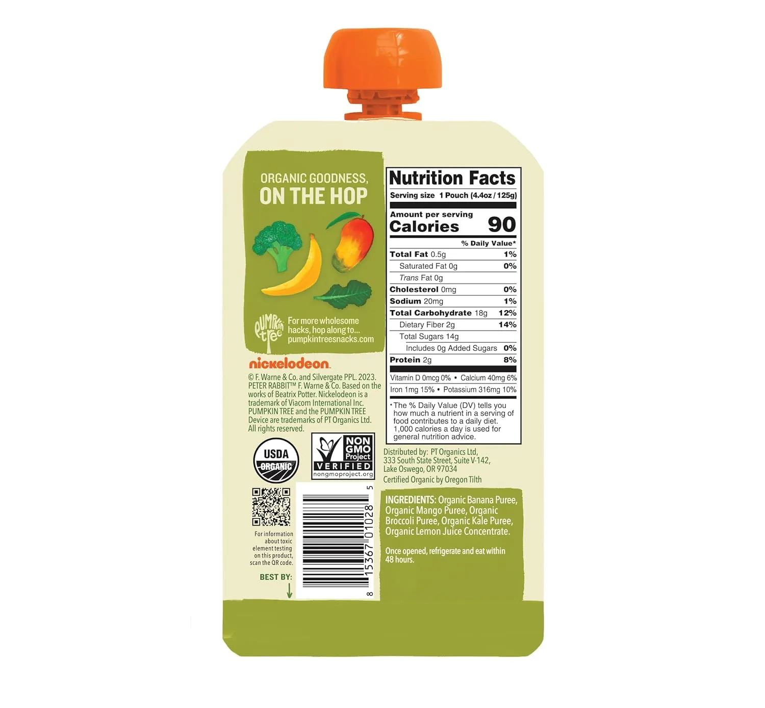 Peter Rabbit Organics Fruit Vegetable, Squeezable Pouches, 4 Ounce (Pack of 18)