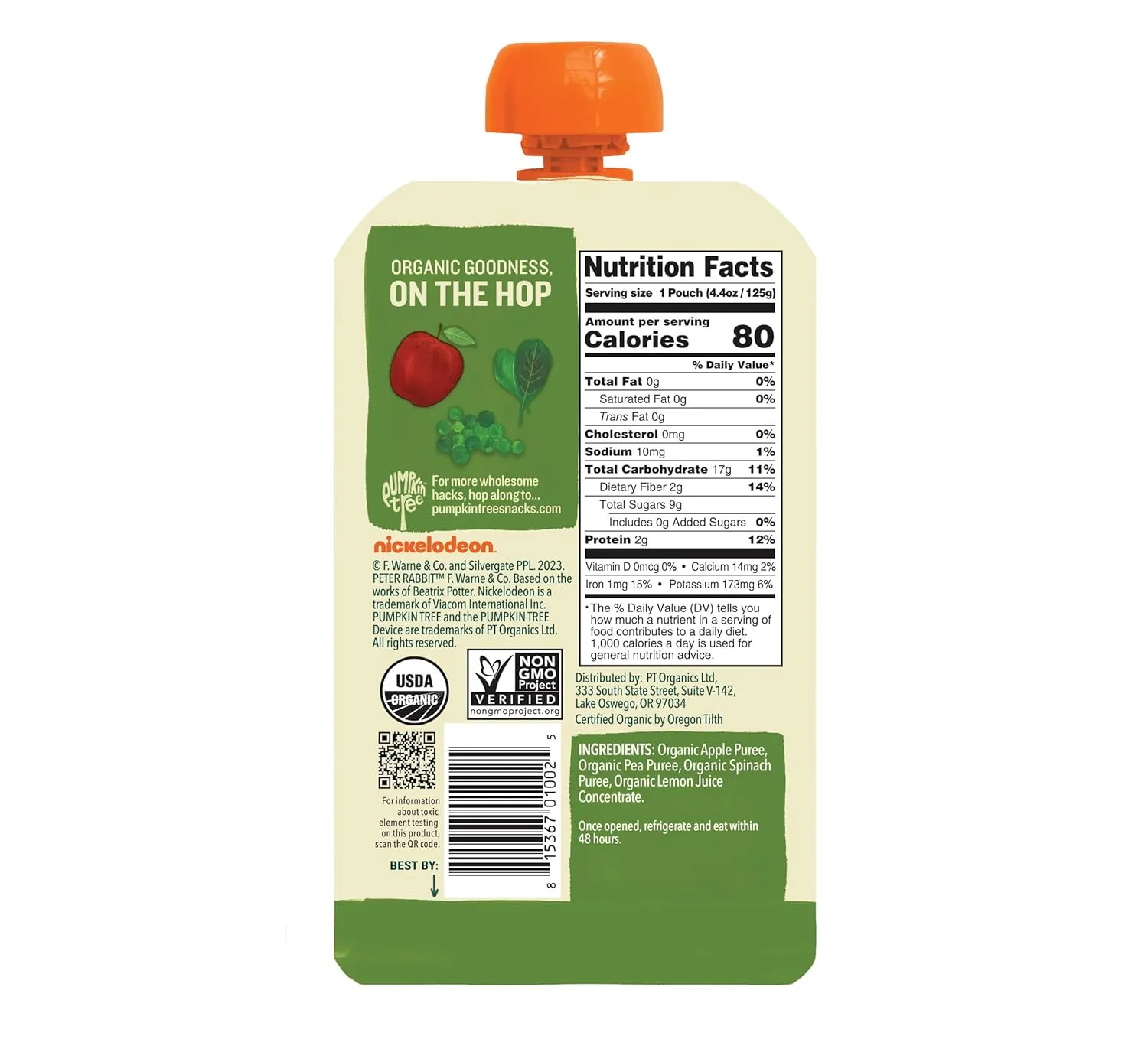 Peter Rabbit Organics Fruit Vegetable, Squeezable Pouches, 4 Ounce (Pack of 18)