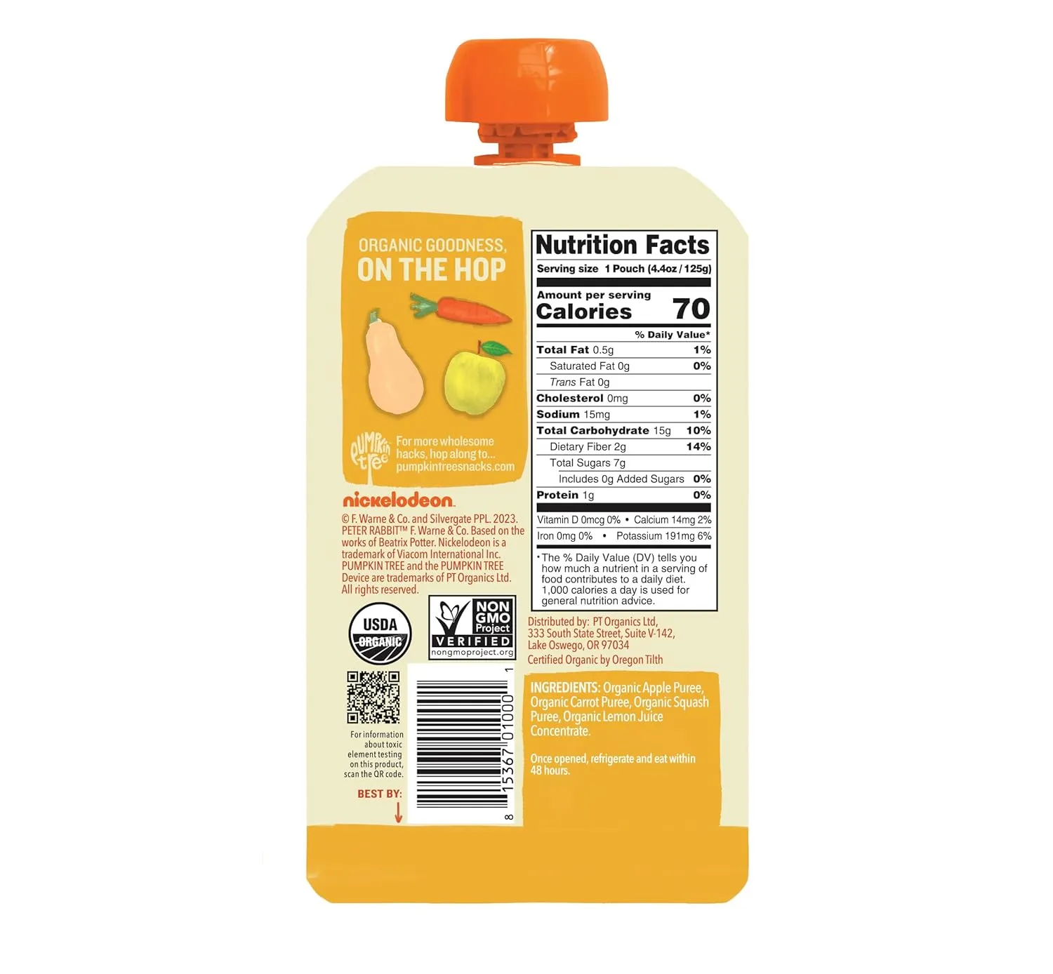 Peter Rabbit Organics Fruit Vegetable, Squeezable Pouches, 4 Ounce (Pack of 18)