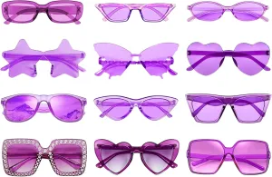 Pibupibu 12 Pack Mixed Style Party Sunglasses for Women Men Bulk Retro Funky Y2K Glasses Set