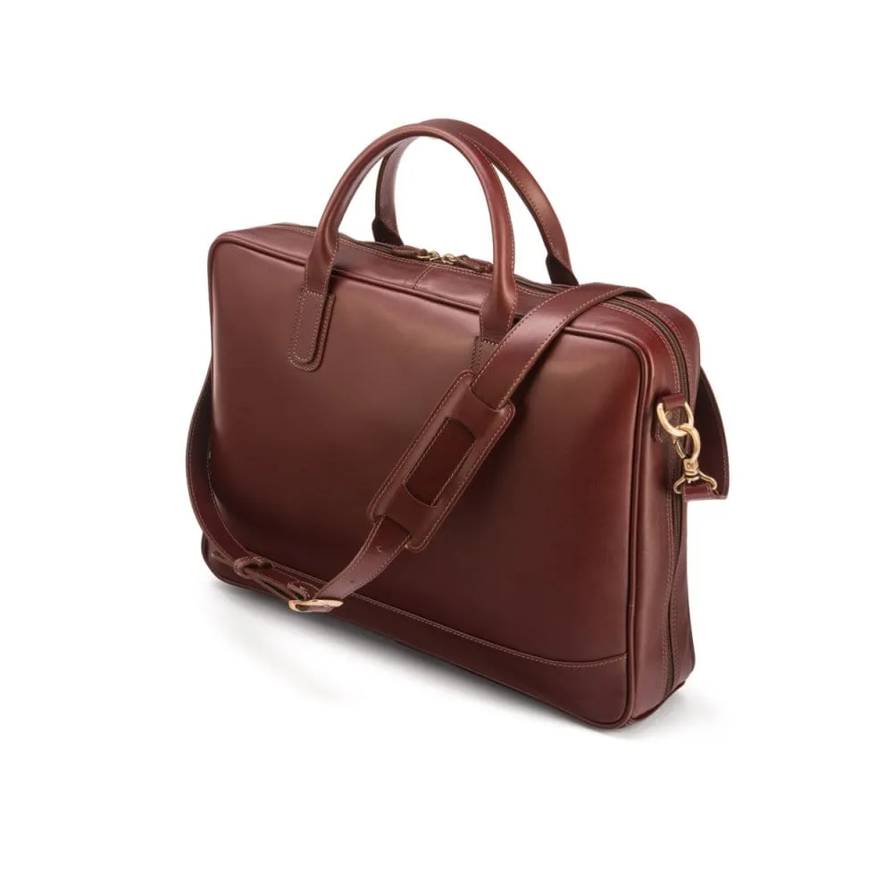 Piccadilly Leather 17" Laptop Bag - Dark Tan