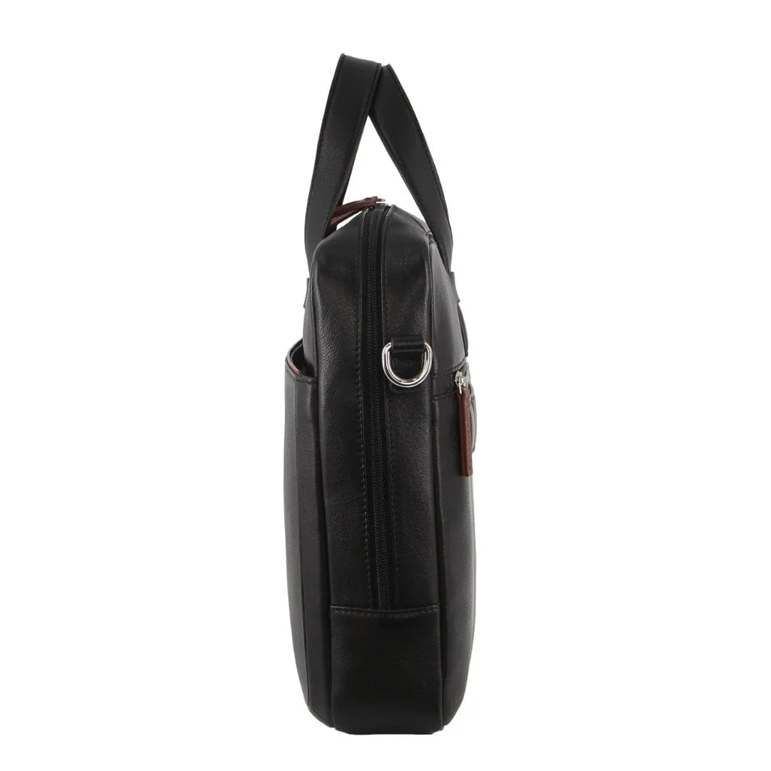 Pierre Cardin Leather Multi-Compartment Business Bag in Black
