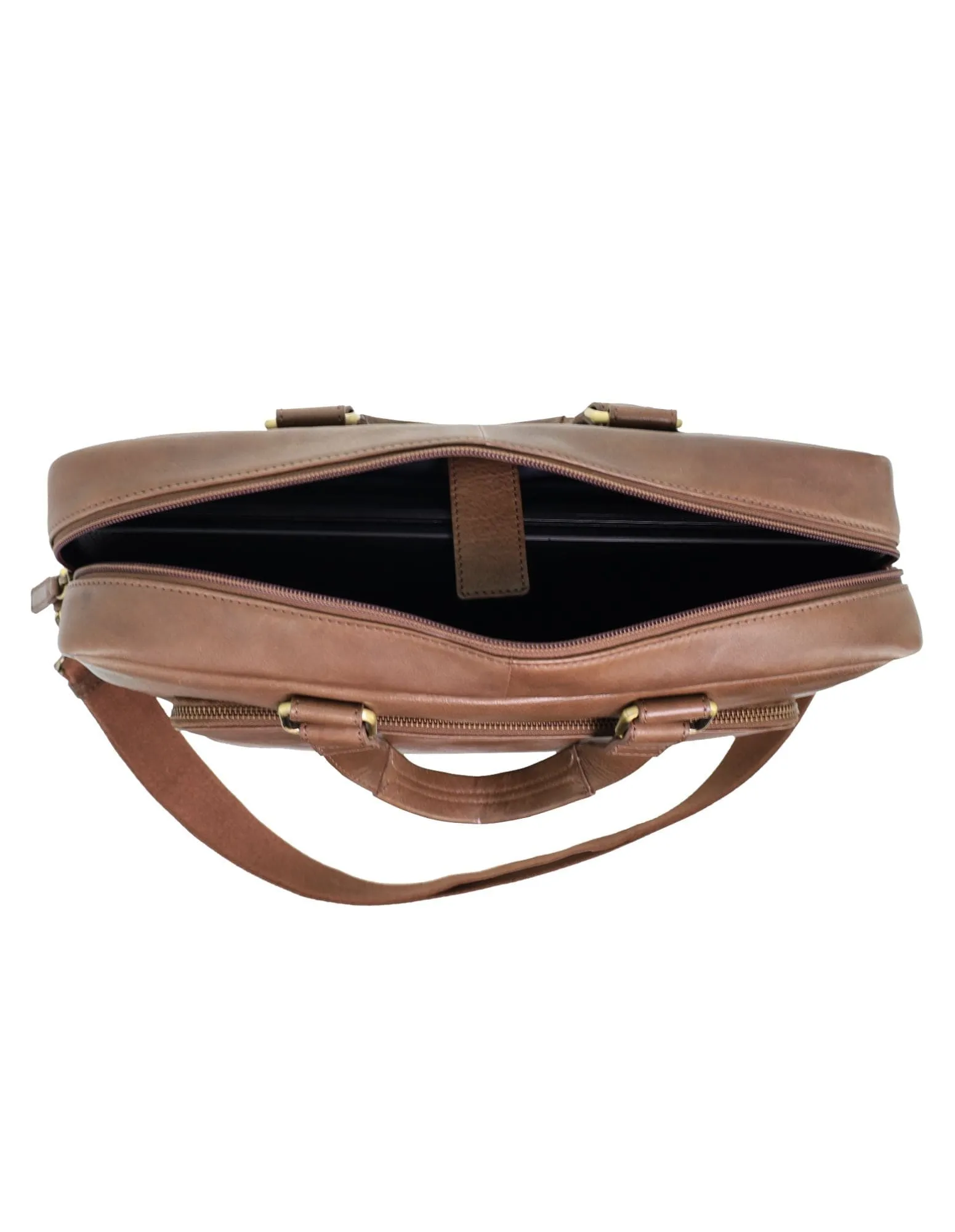 Pierre Cardin Men's Leather Rustic Business/Laptop Bag in Oak