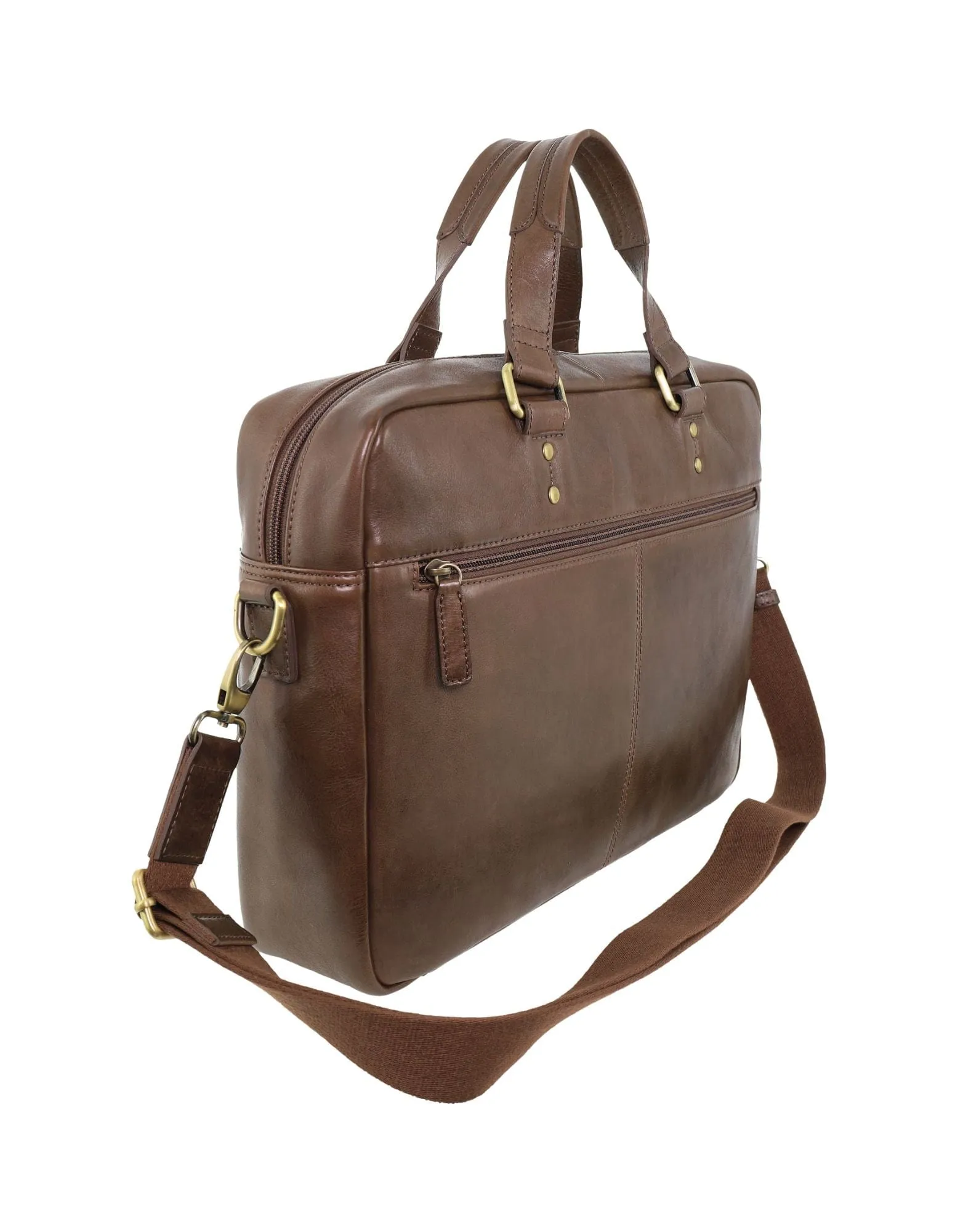 Pierre Cardin Men's Leather Rustic Business/Laptop Bag in Oak