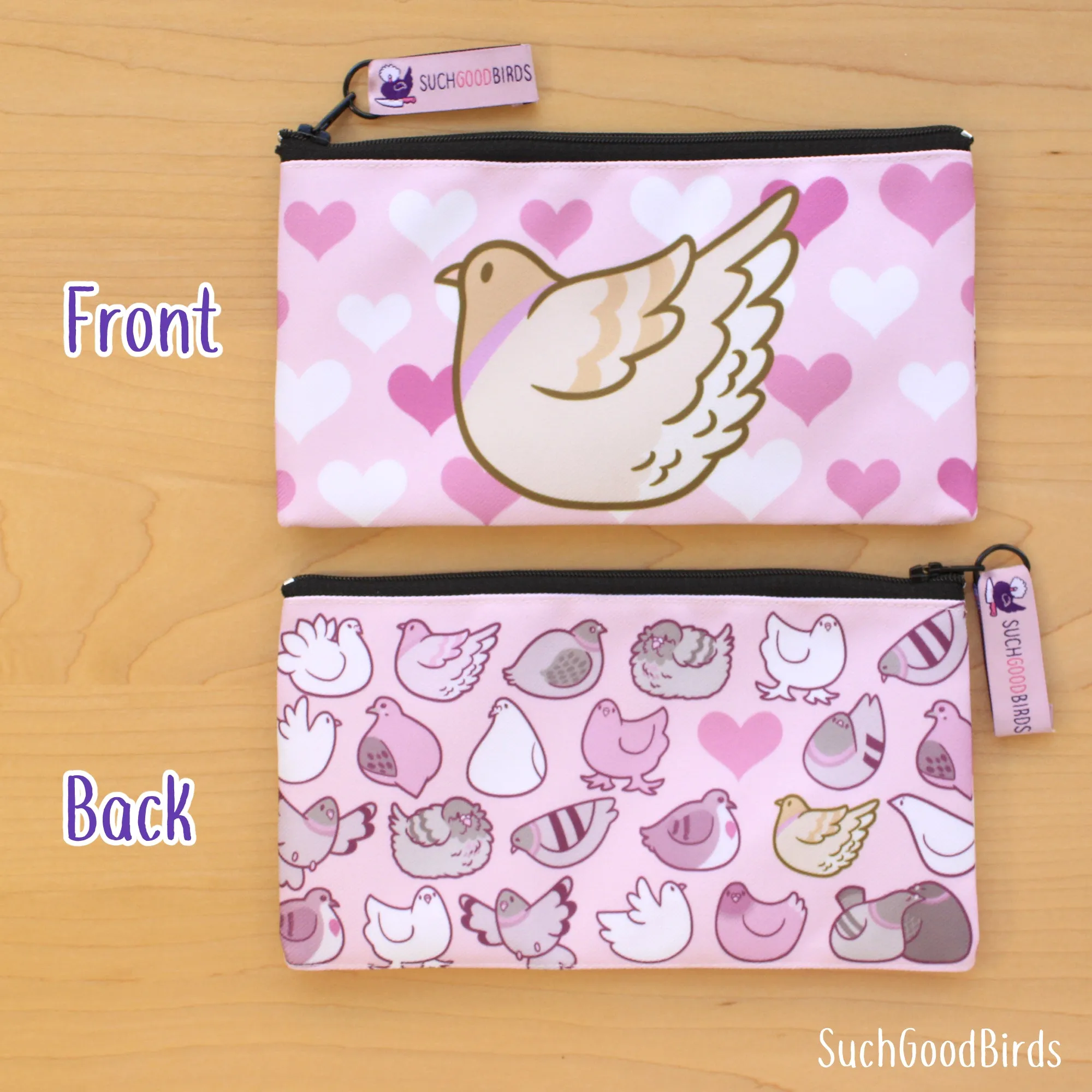 Pigeons Pink Pencil Pouch