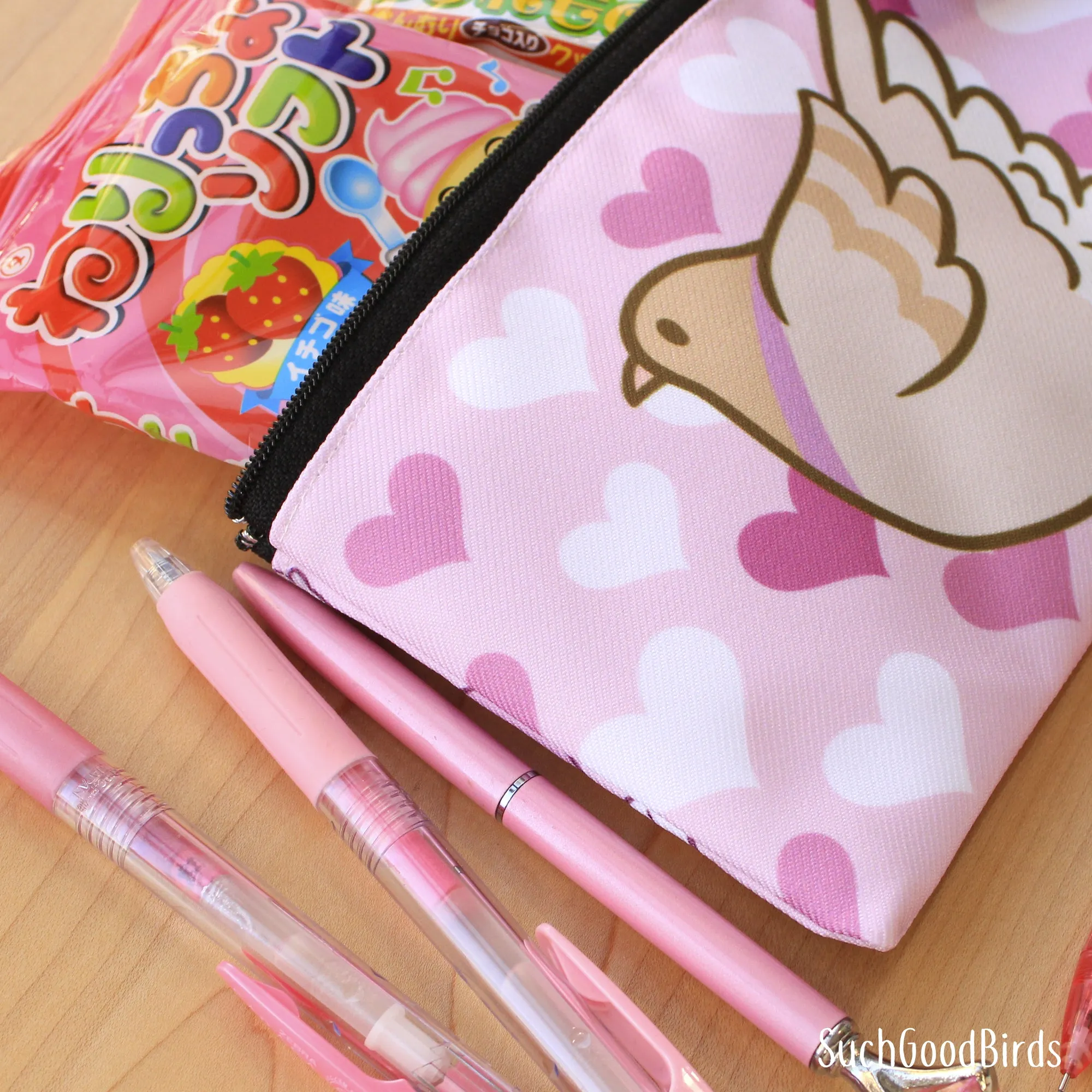 Pigeons Pink Pencil Pouch