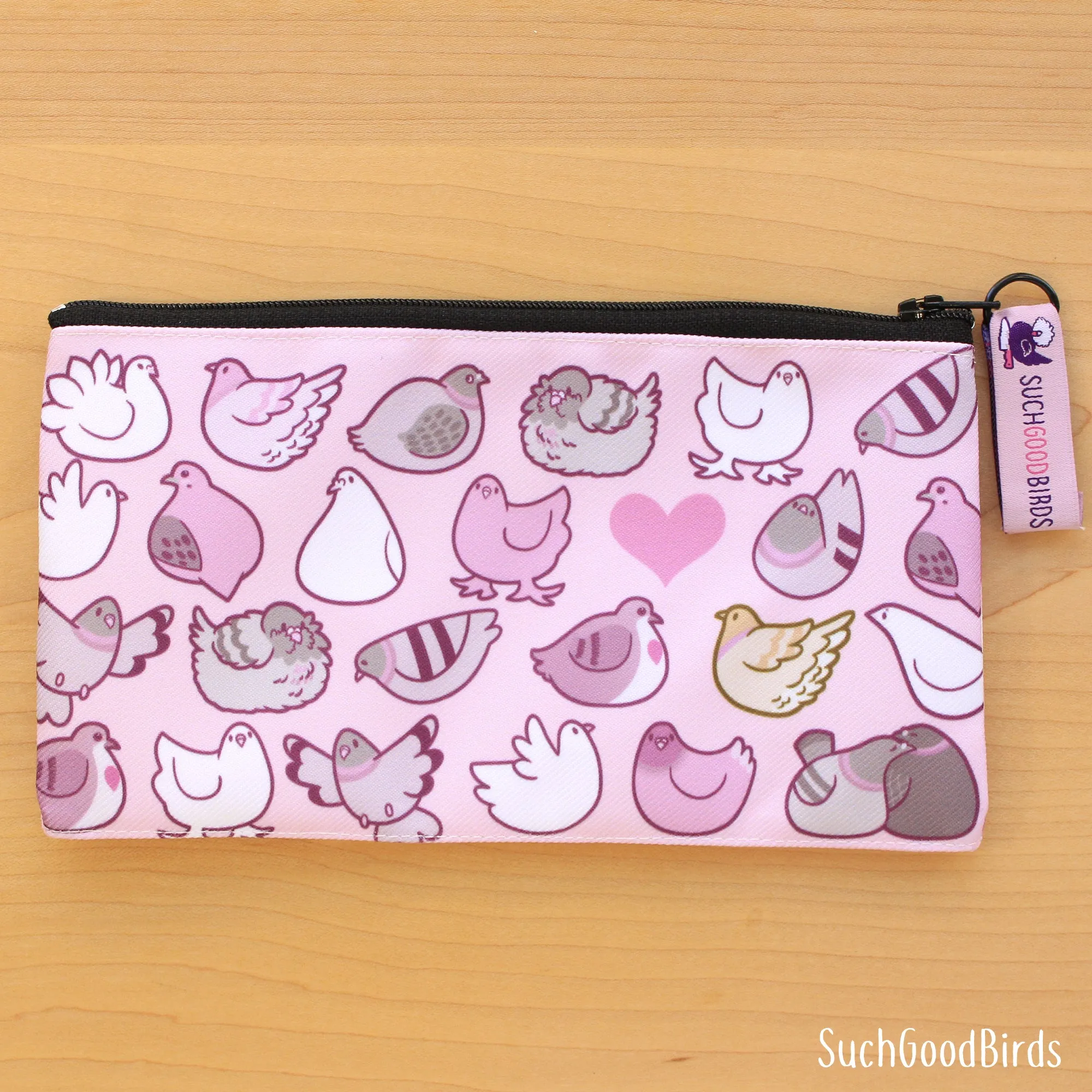 Pigeons Pink Pencil Pouch