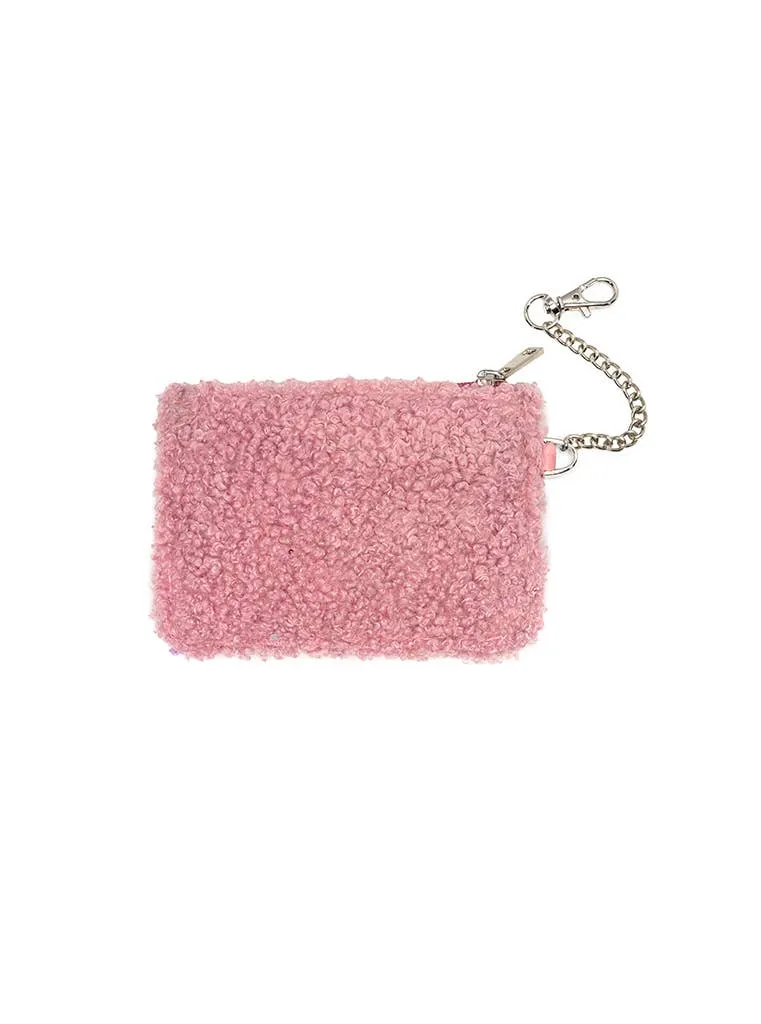 Pink & White Checkered Keychain Pouch