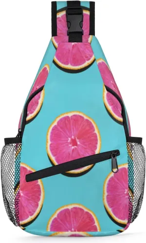 Pink Flesh Sling Backpack for Men Women, Casual Crossbody Shoulder Bag, Lightweight Chest Bag Daypack for Gym Cycling Travel Hiking Outdoor Sports