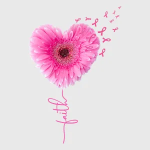 Pink Ribbon Floral Heart Transfer