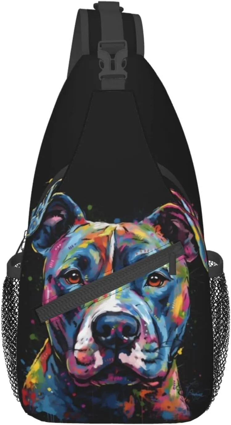 Pitbull Florescent Dog Outdoor Cross-body Shoulder Bag, Unisex Backpack For Women Men Young Hiking Travel